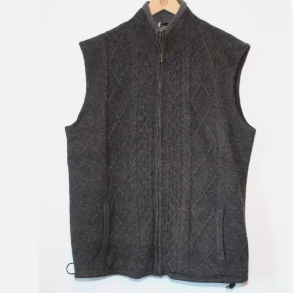 Carraig Donn Aran Irish wool  full zip sweater vest XXL gray - Picture 2 of 12